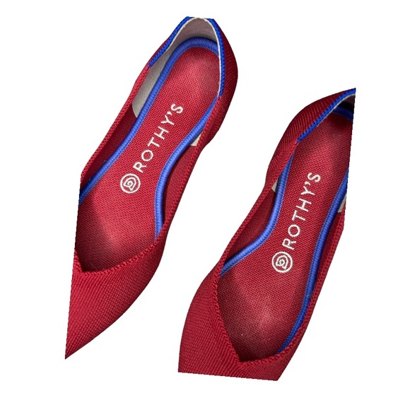 Rothy’s The Point flats in chili - red with blue 7.5 - Picture 3 of 11